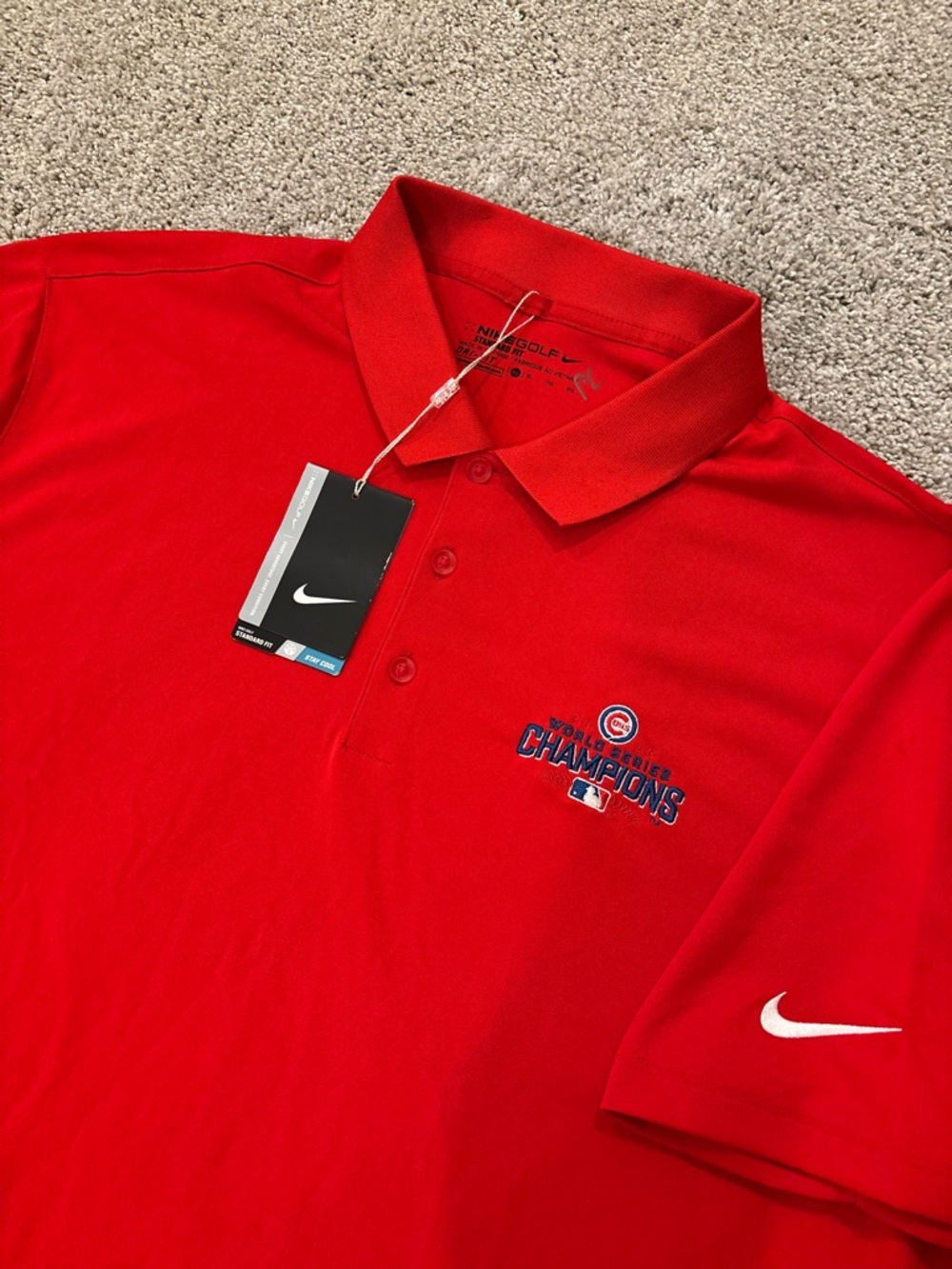Nike Golf Dri Fit Chicago Cubs 2016 World Series Champions Polo Shirt Mens XL